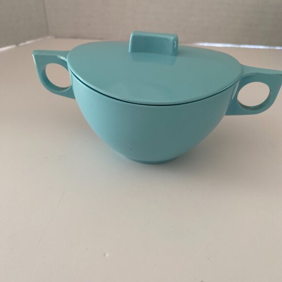 Vintage MELMAC creamer sugar and 4 cups Reto Made in Canada Turquoise - Picture 6 of 8